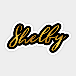 Shelby Name Hand Lettering in Faux Gold Letters Sticker